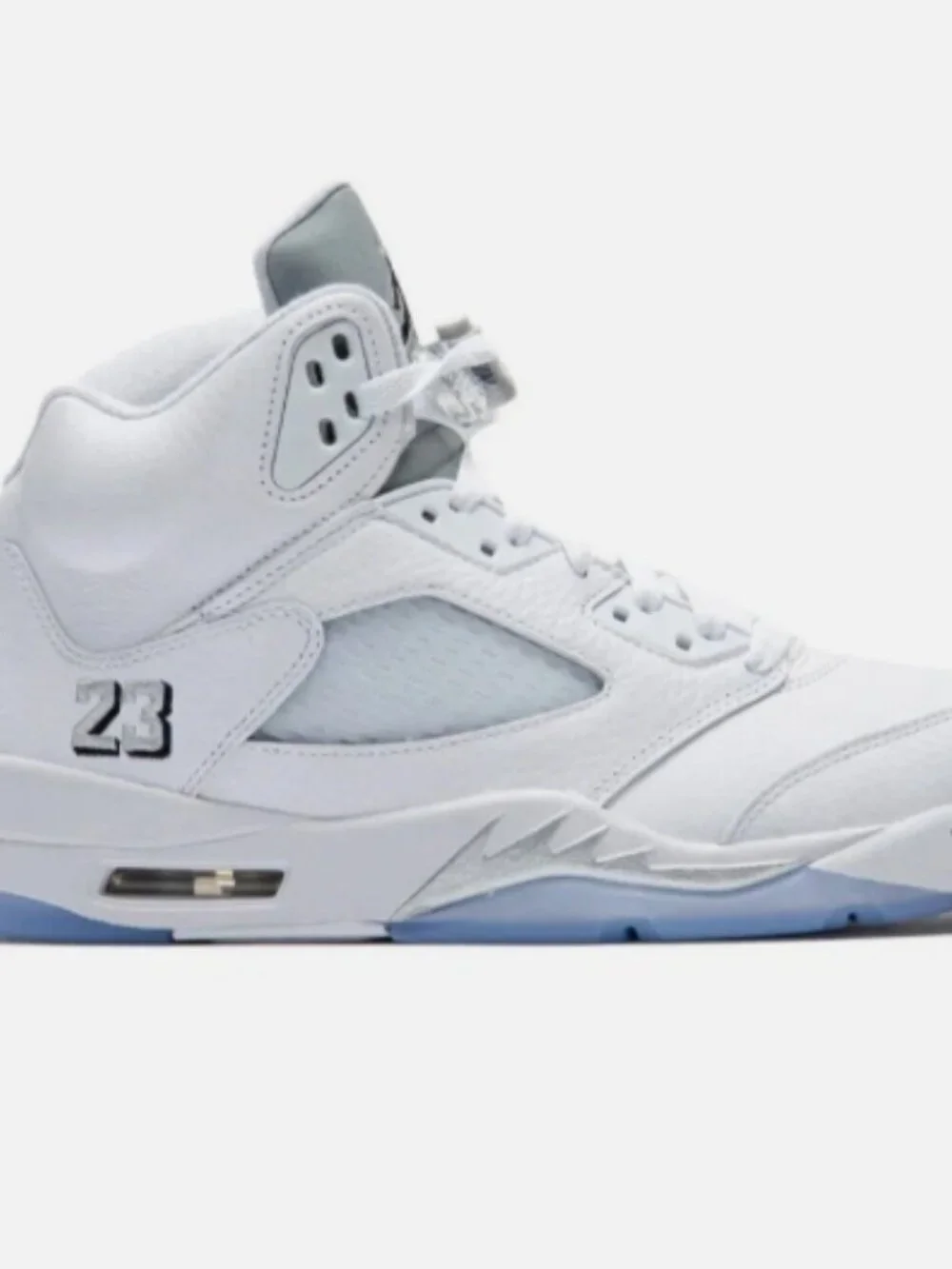 NIKE Jordan 5  All White Clear Translucent Sole Retro Sneakers